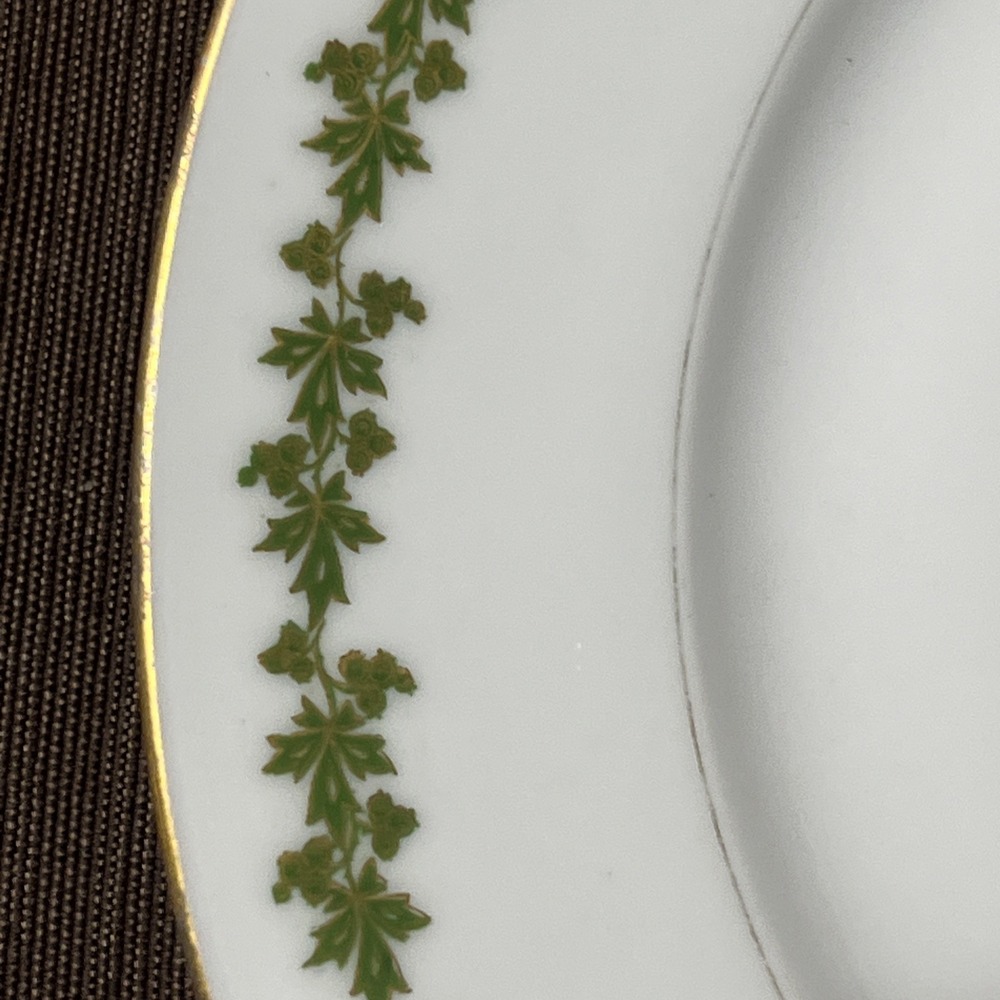 [2] Limoges France Pre-1930 Gold Rimmed‎ 8" Plate Set Grape Vine Marshall Fields